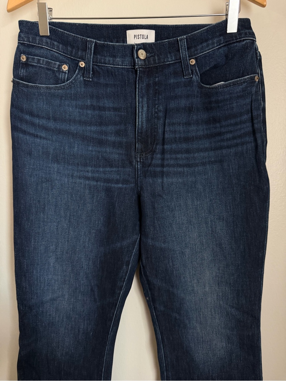 Pistola Lennon High Rise Boot Jean Raw Hem Dark Wash Blue Women Size 31 - Picture 2 of 10